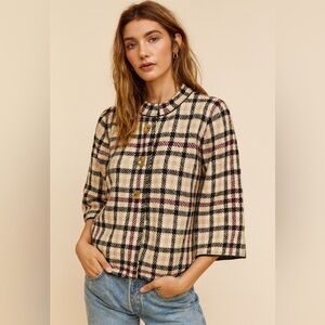 Plaid Snap Closure Cardigan Jacket M NEW
British Heritage-inspired Career